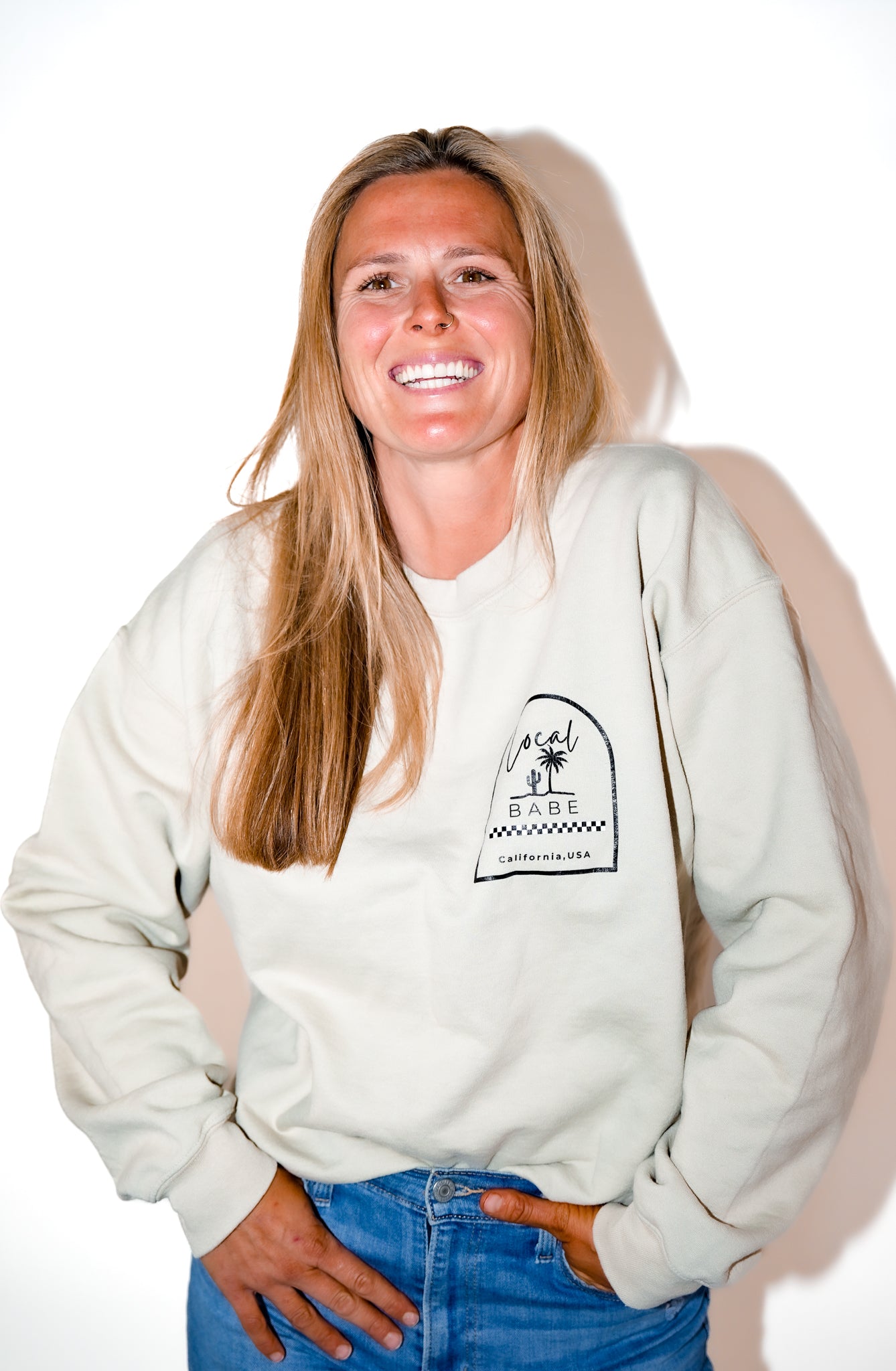 Cali Babe Crewneck, Sandy Beach
