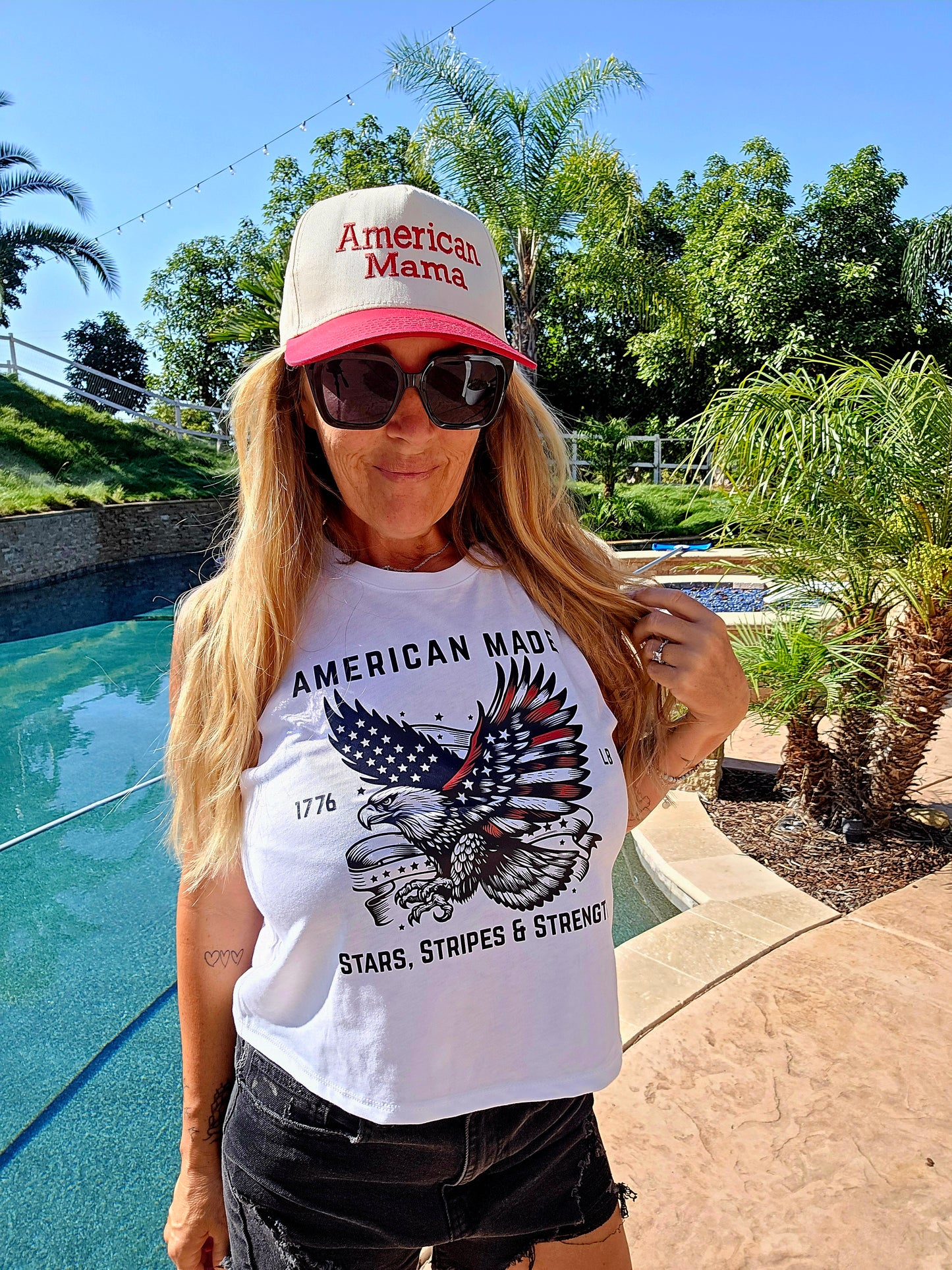 Made in America Crop Razor Back Tank