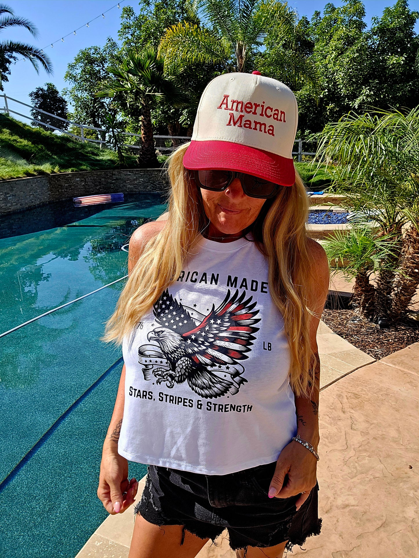 Made in America Crop Razor Back Tank