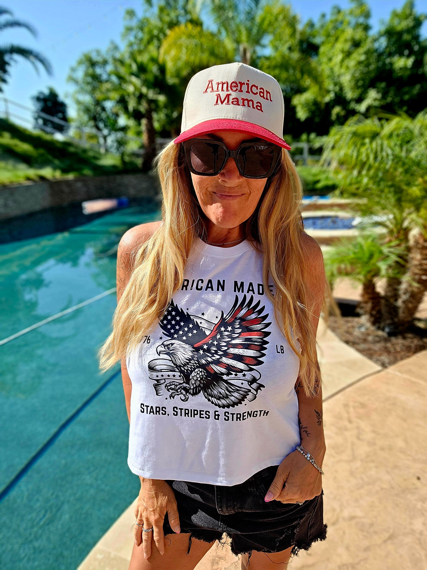 Made in America Crop Razor Back Tank