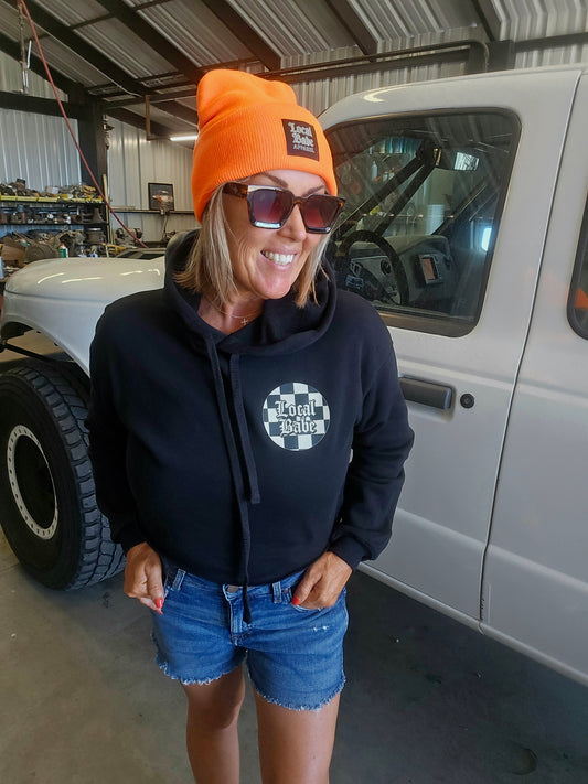 Checkered Babe Crop Hoodie