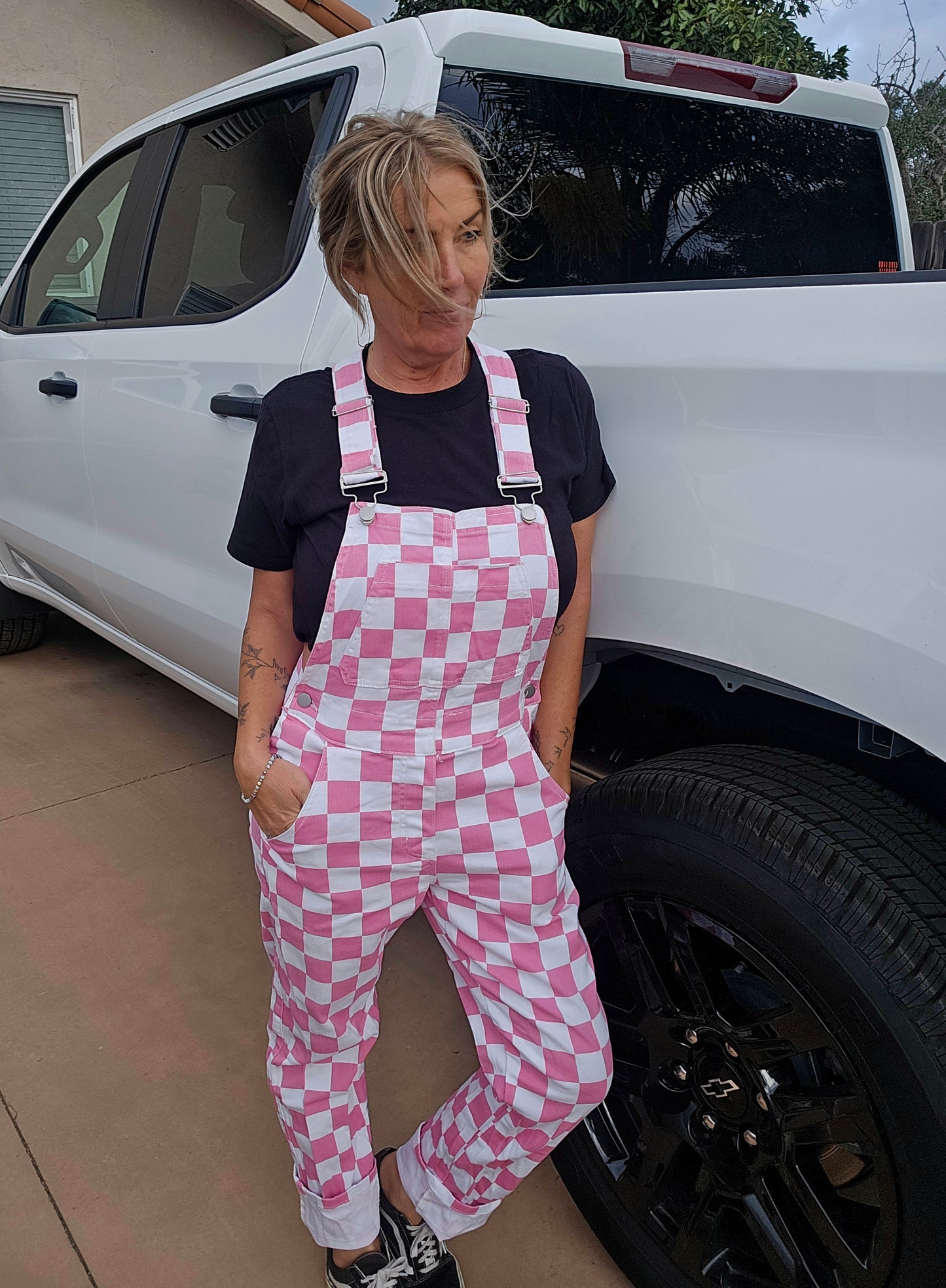 Girl Gang Gear Checkered Overalls