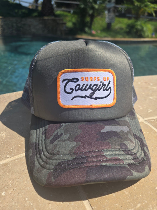 Surfs Up Cowgirl Camo Trucker Hat