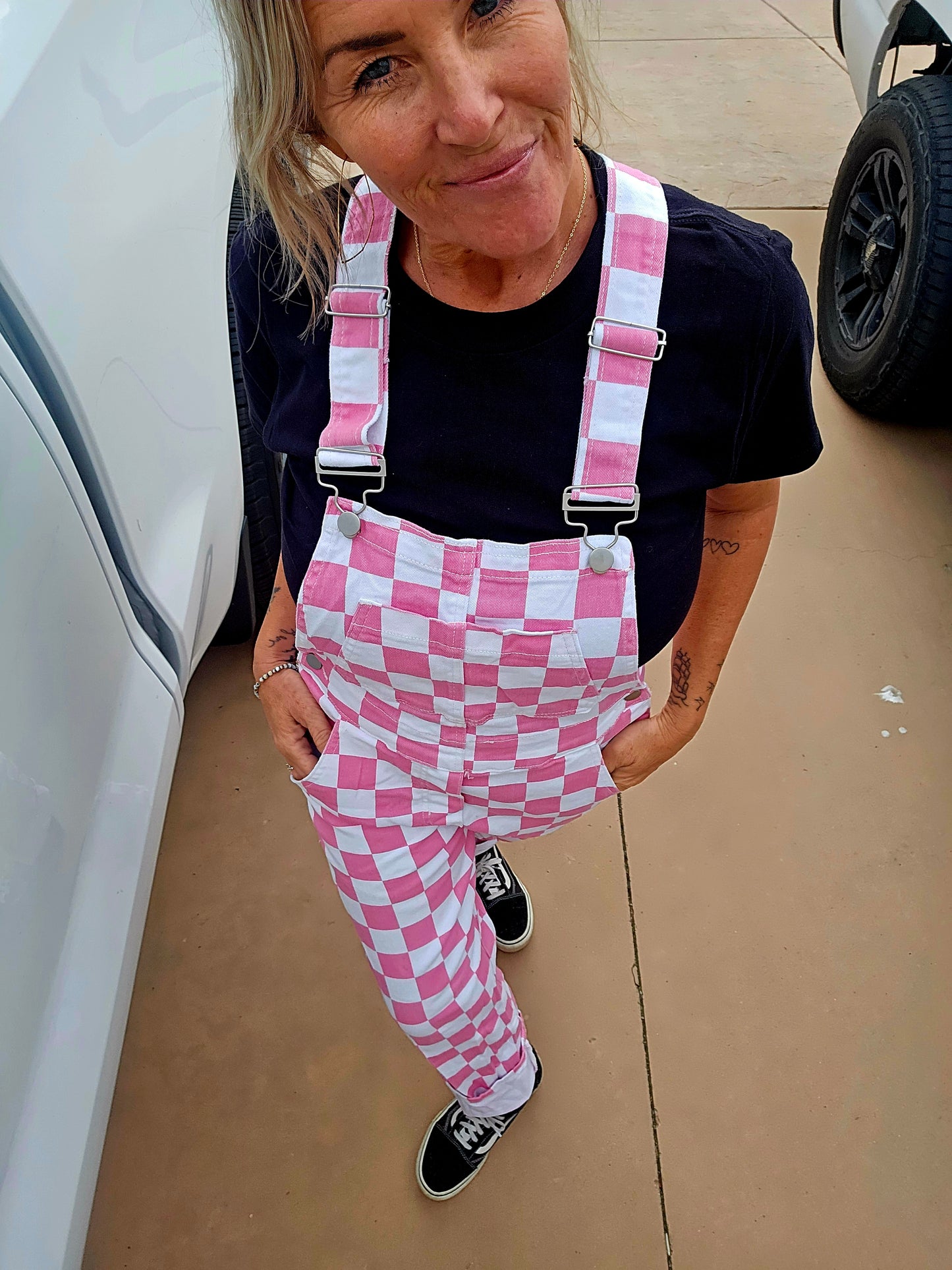 Girl Gang Gear Checkered Overalls