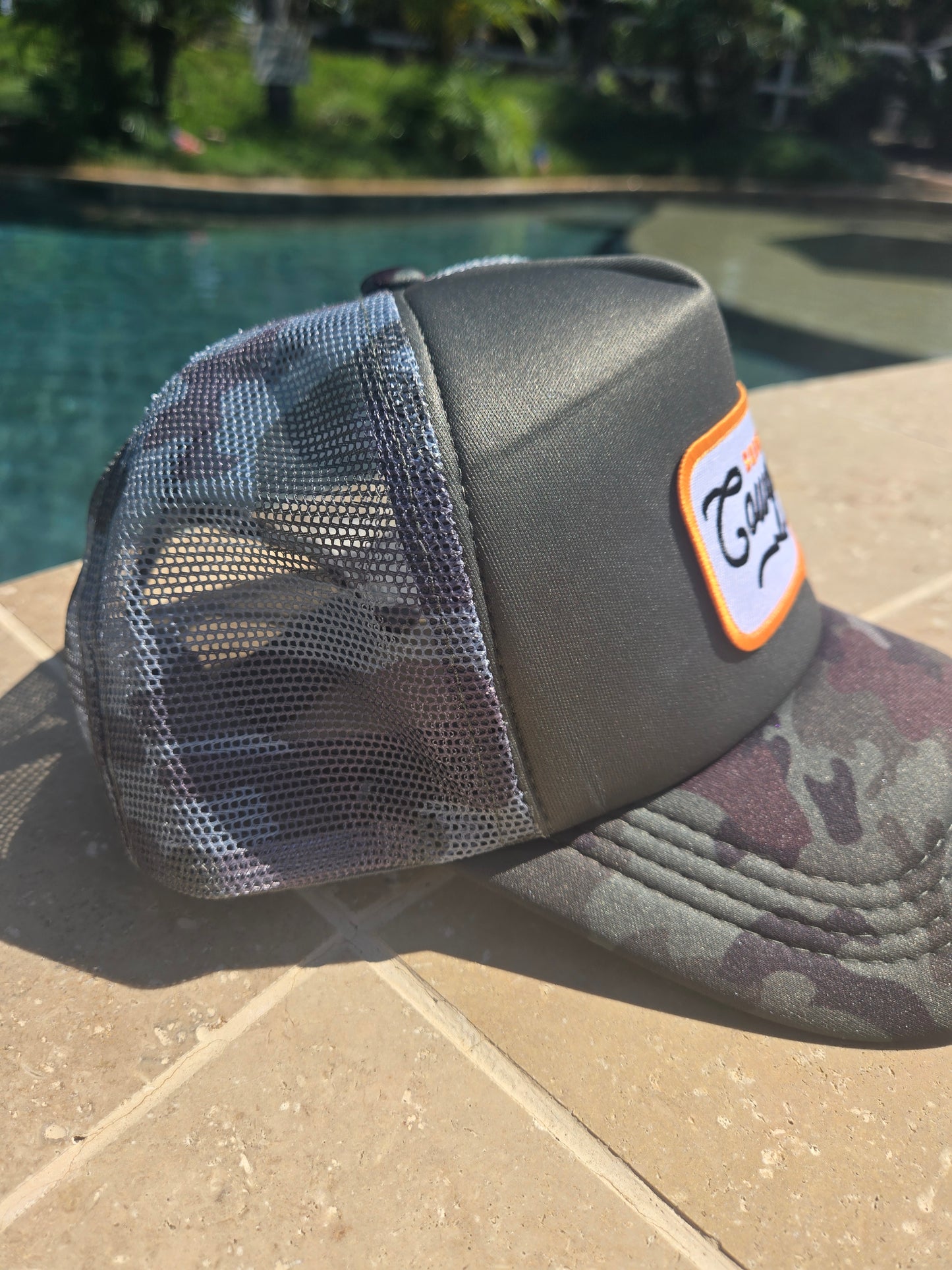 Surfs Up Cowgirl Camo Trucker Hat