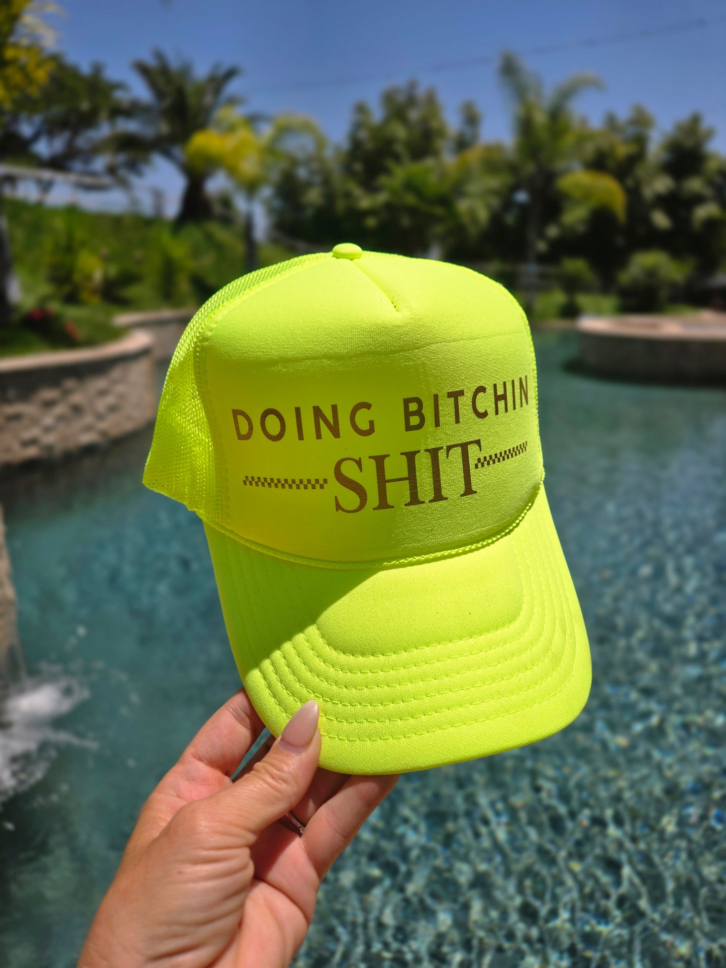 Doing Bitchin' Shit Neon Trucker Hat