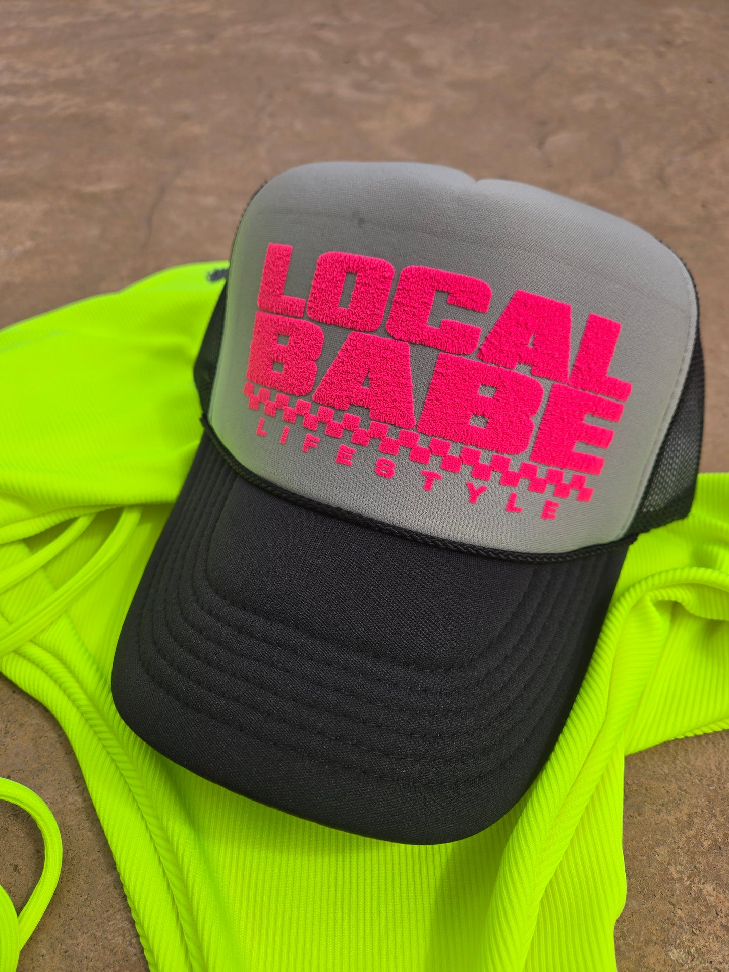 Local Babe Hot Pink Puffy Trucker Hat