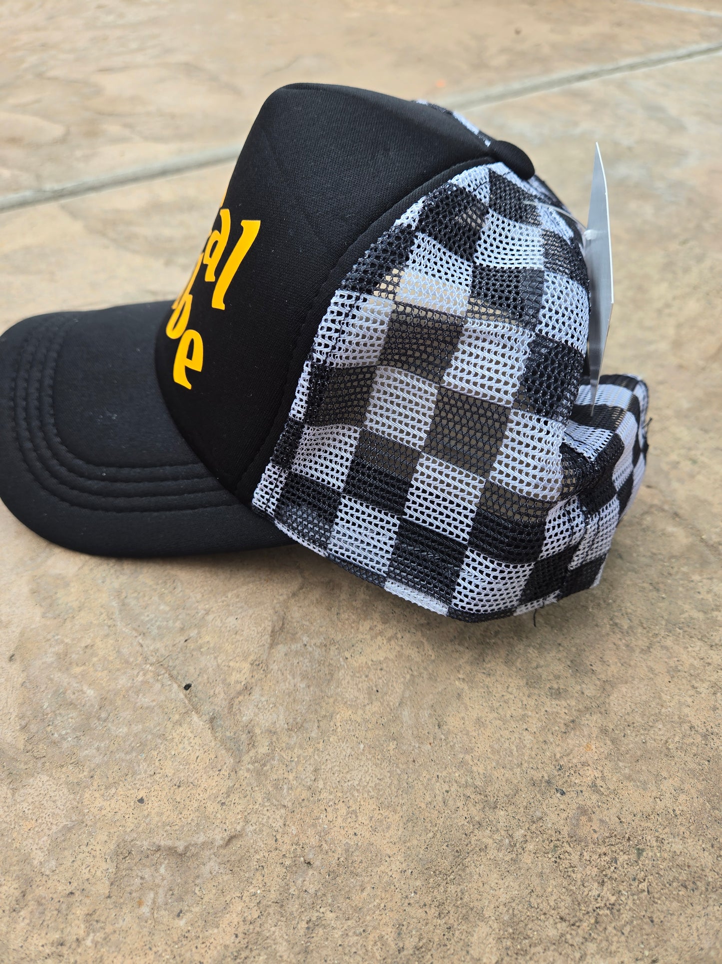 Local Babe Trucker Hat, Checker Orange