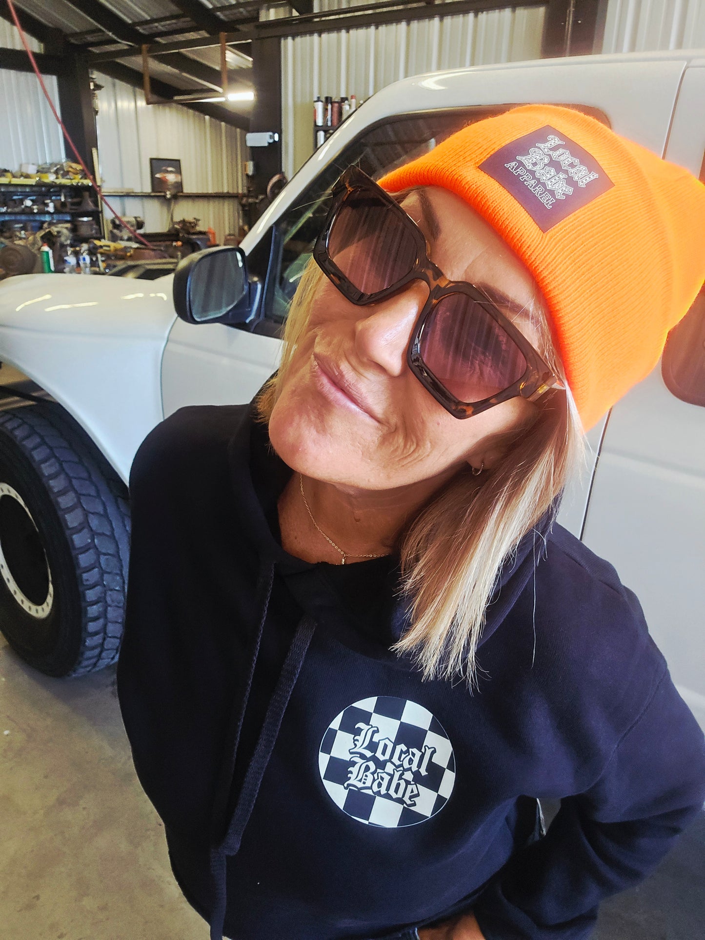 Checkered Babe Crop Hoodie