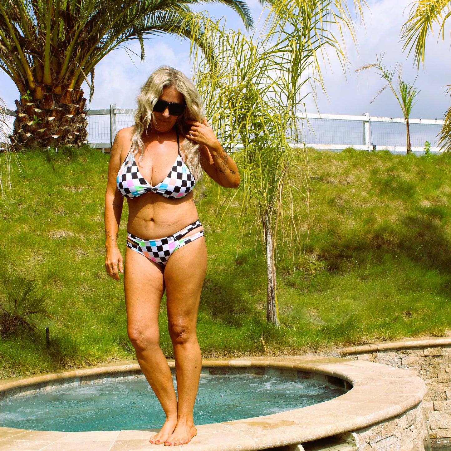 Voltage Check Criss Cross Tie Bikini Top