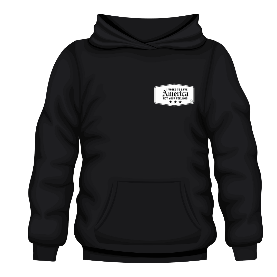 I voted to save America, Black pullover hoodie