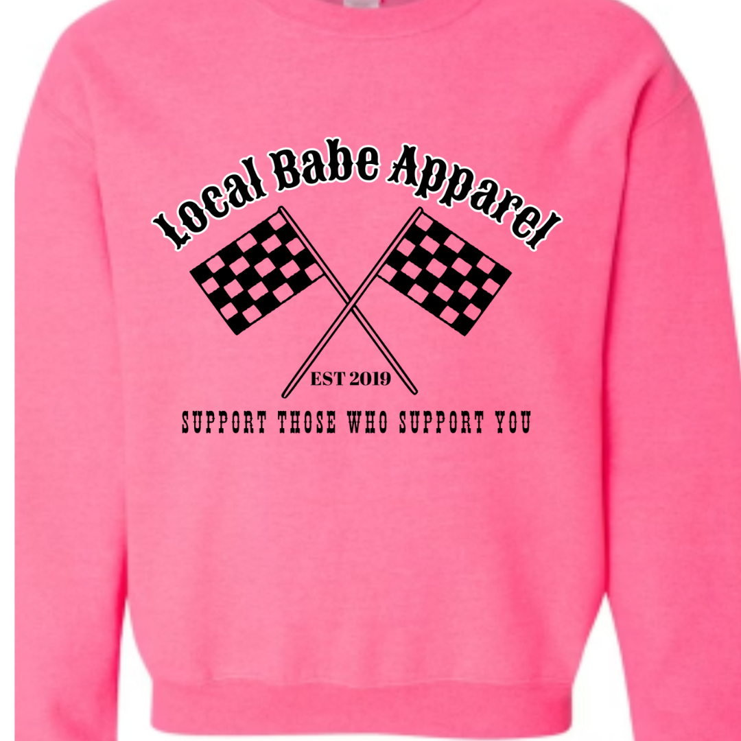 Local Babe Pink Race Crewneck