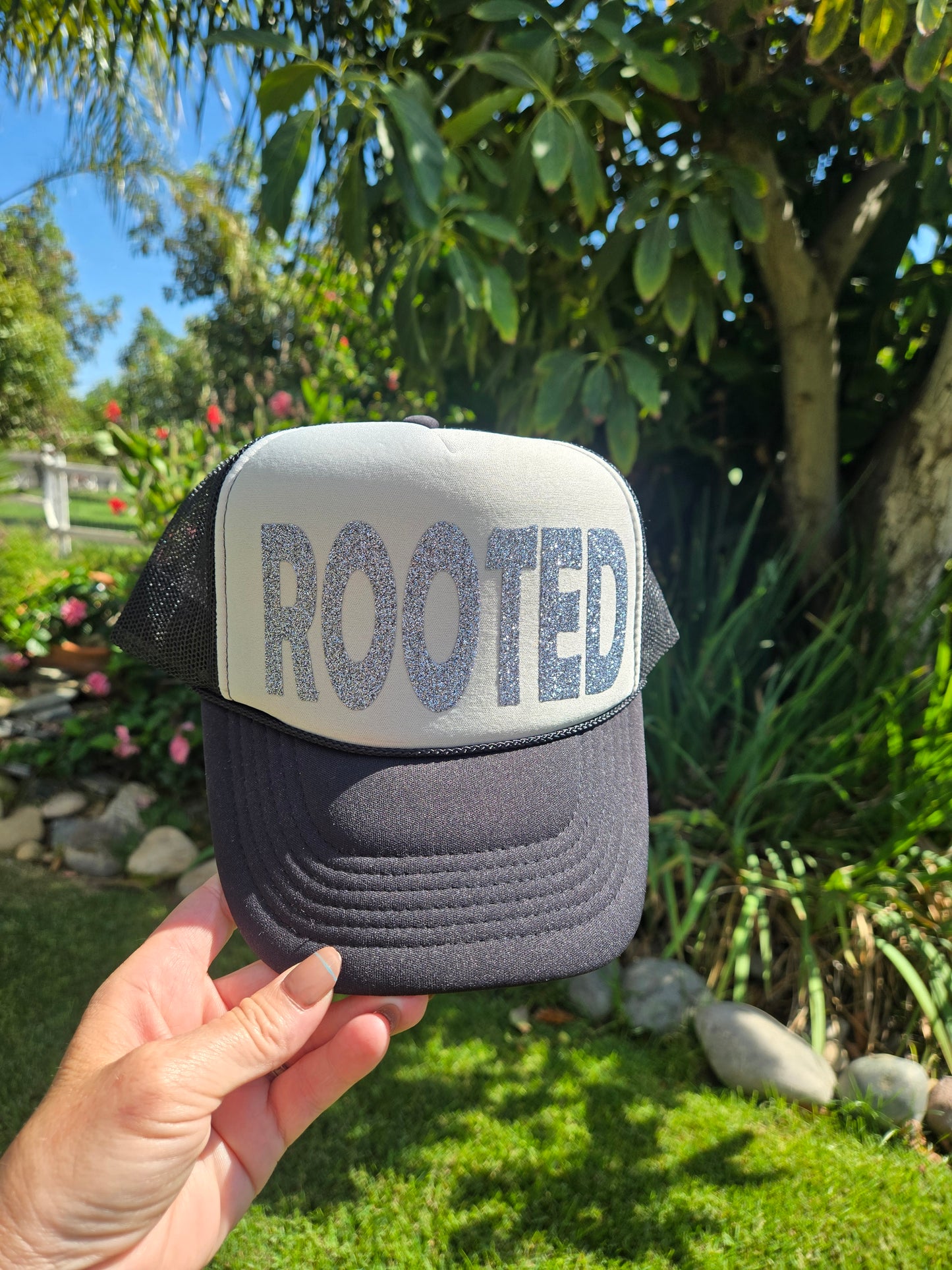 Rooted Grey/black Trucker Hat,
