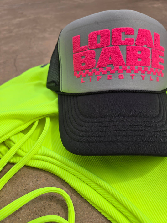 Local Babe Hot Pink Puffy Trucker Hat