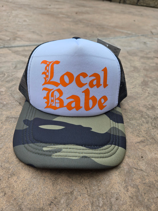 Local Babe Trucker Hat, Camo with White