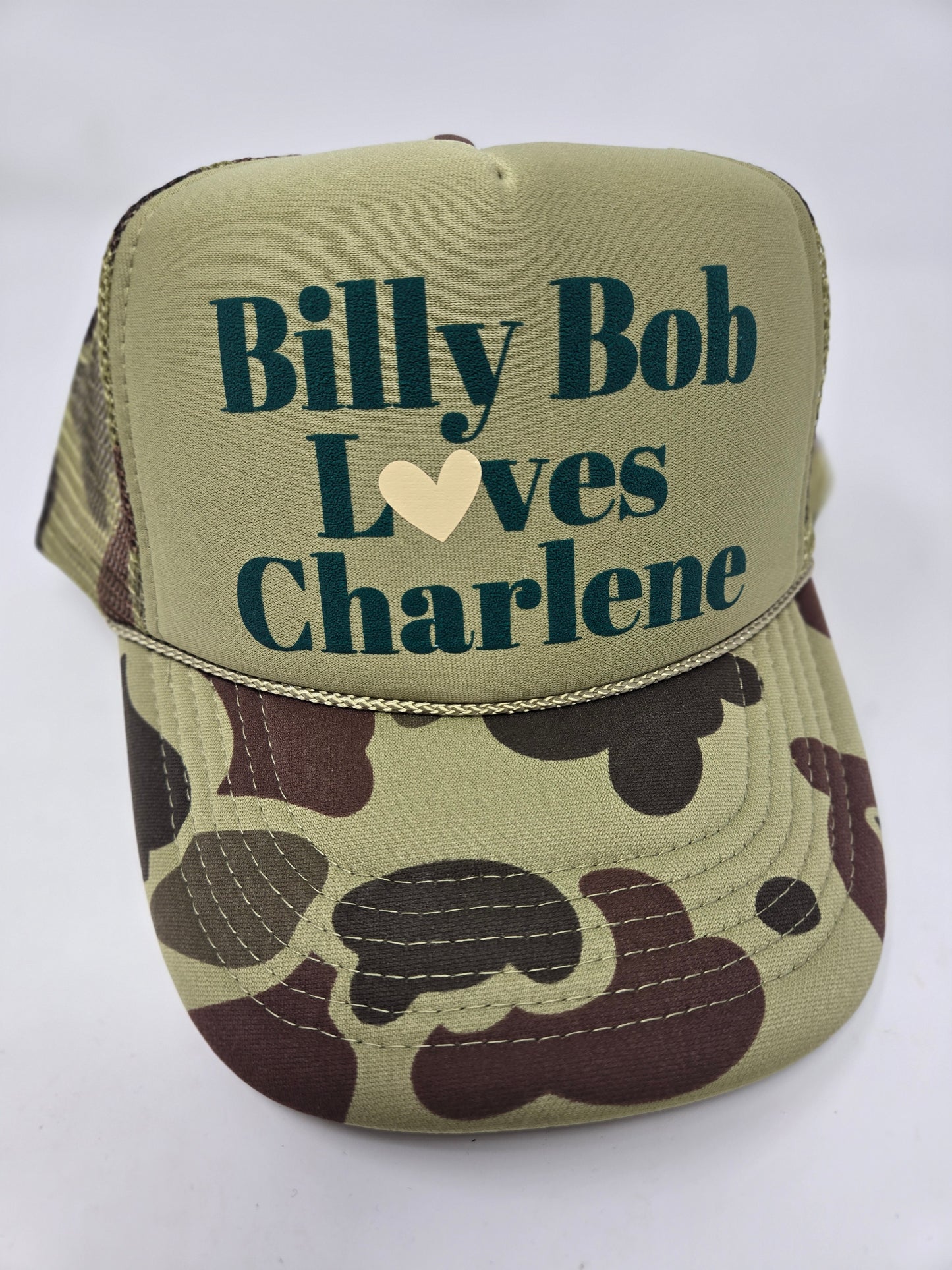 Billy Bob Loves Charlene Camo Trucker Hat