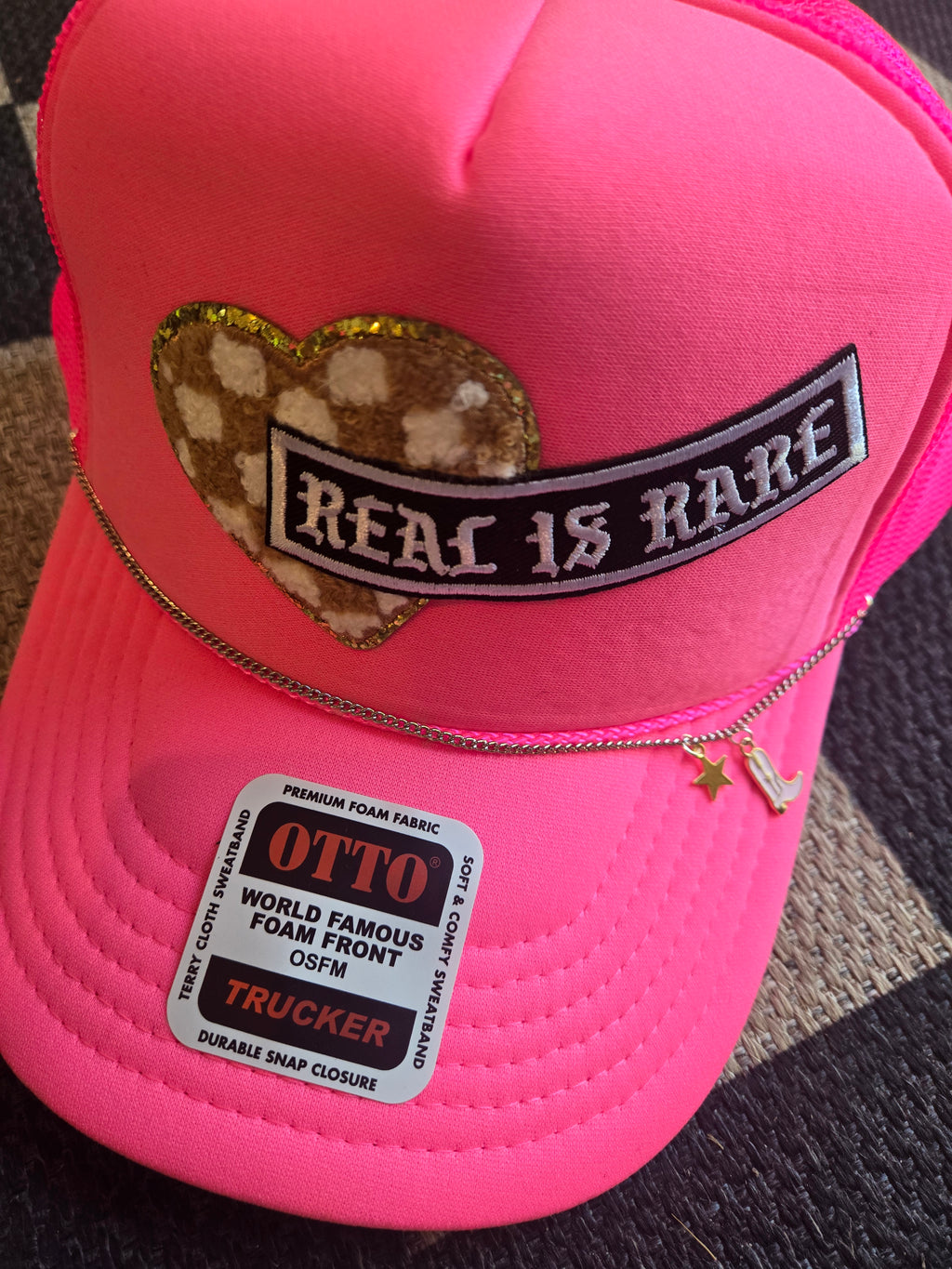 Heart of Gold Rare Pink Neon Trucker Hat