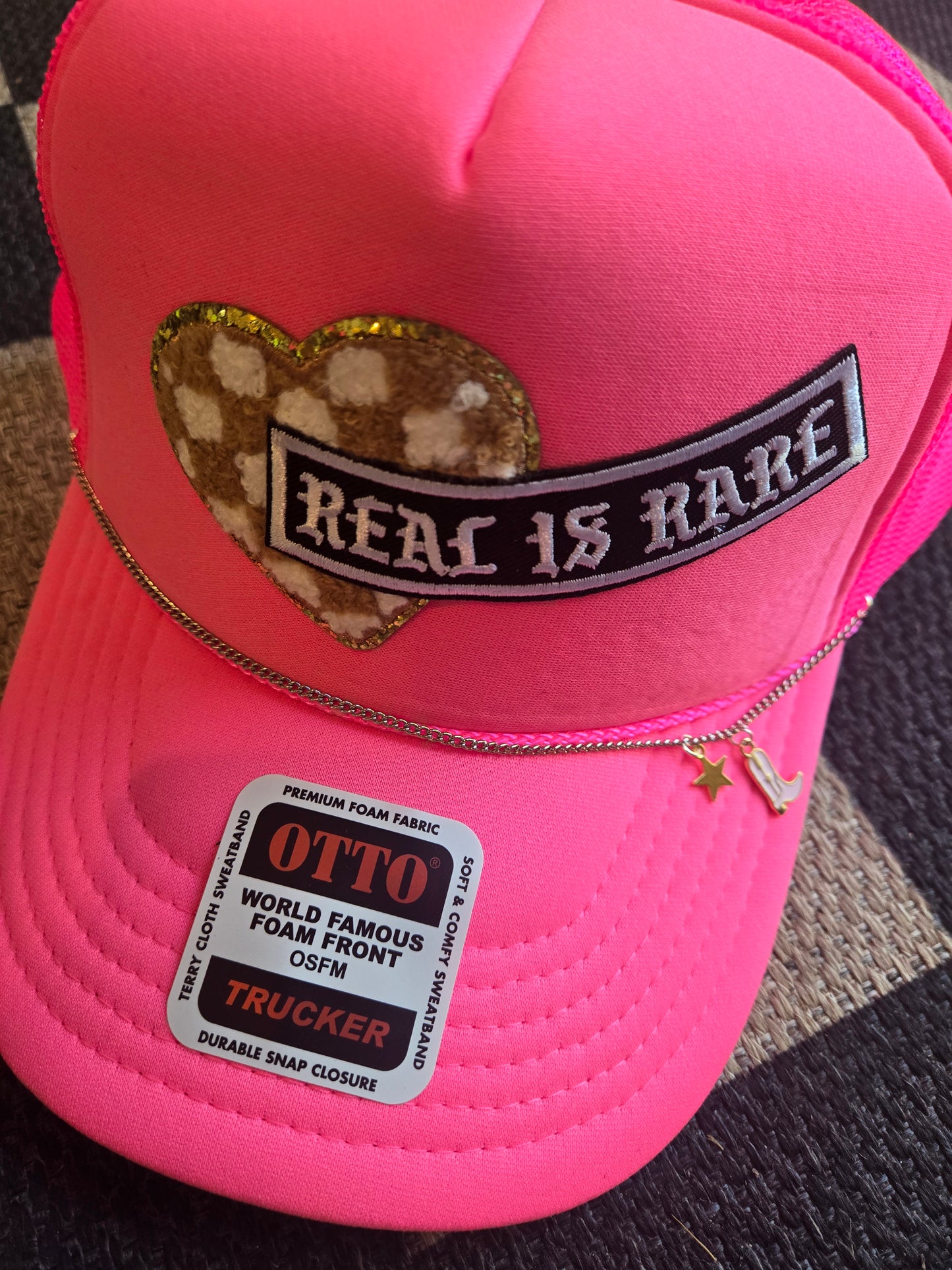 Heart of Gold Rare Pink Neon Trucker Hat