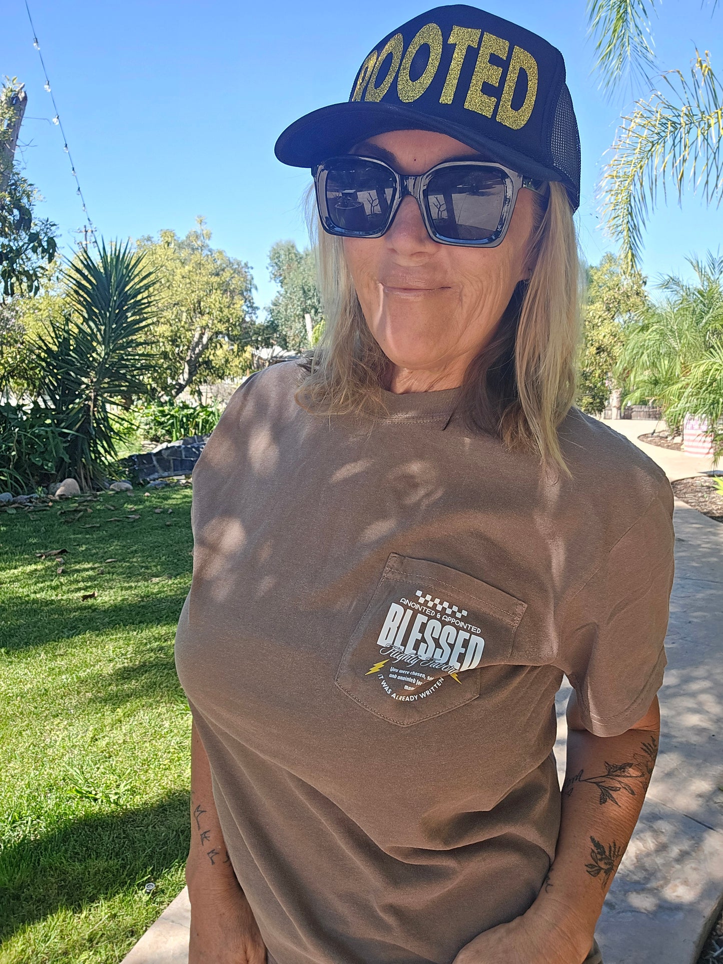 Blessed Highly Favored Pocket Tee