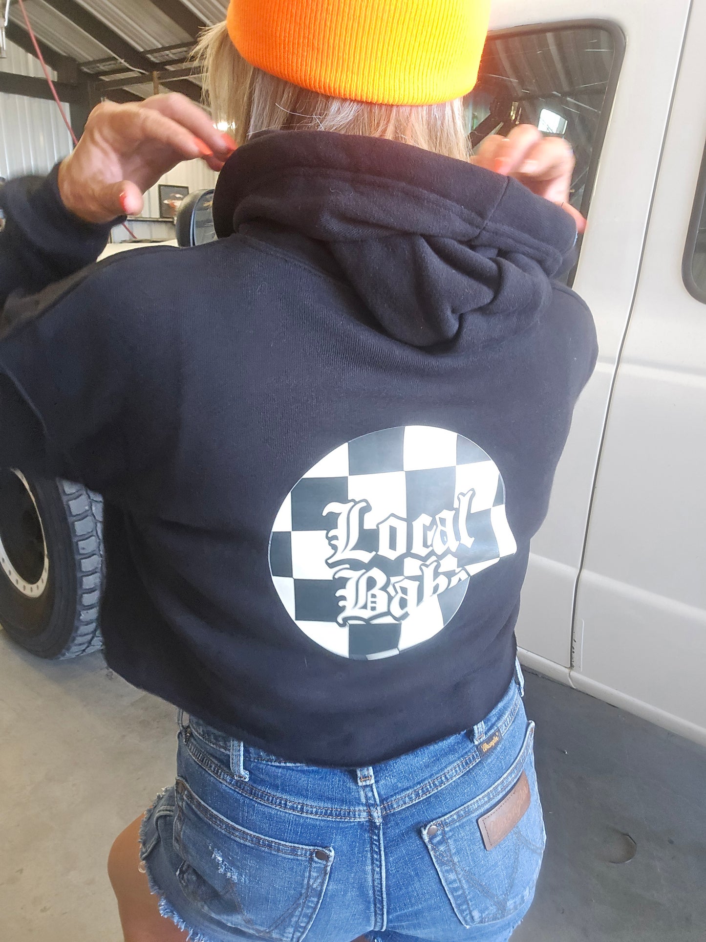 Checkered Babe Crop Hoodie