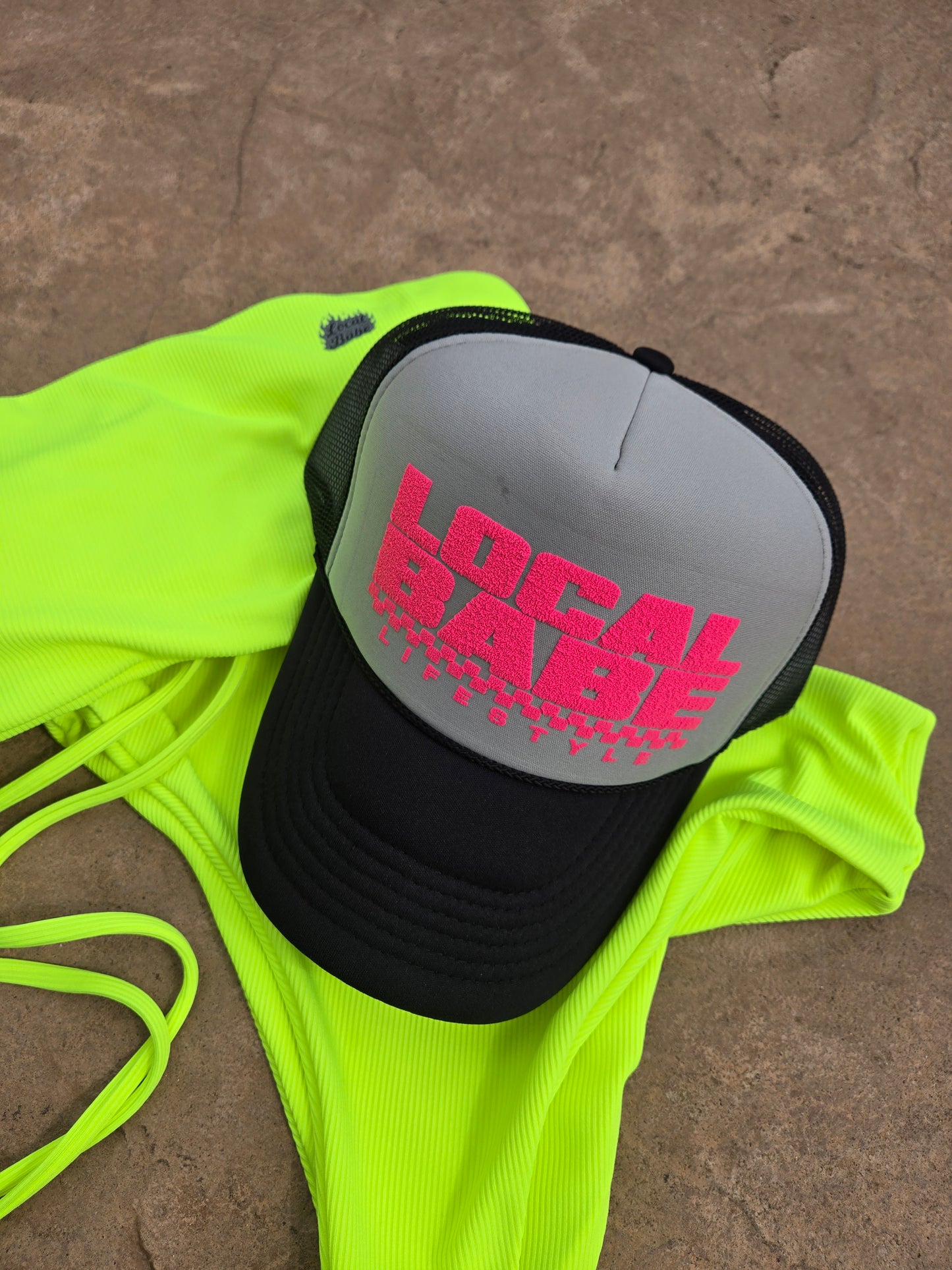 Local Babe Hot Pink Puffy Trucker Hat