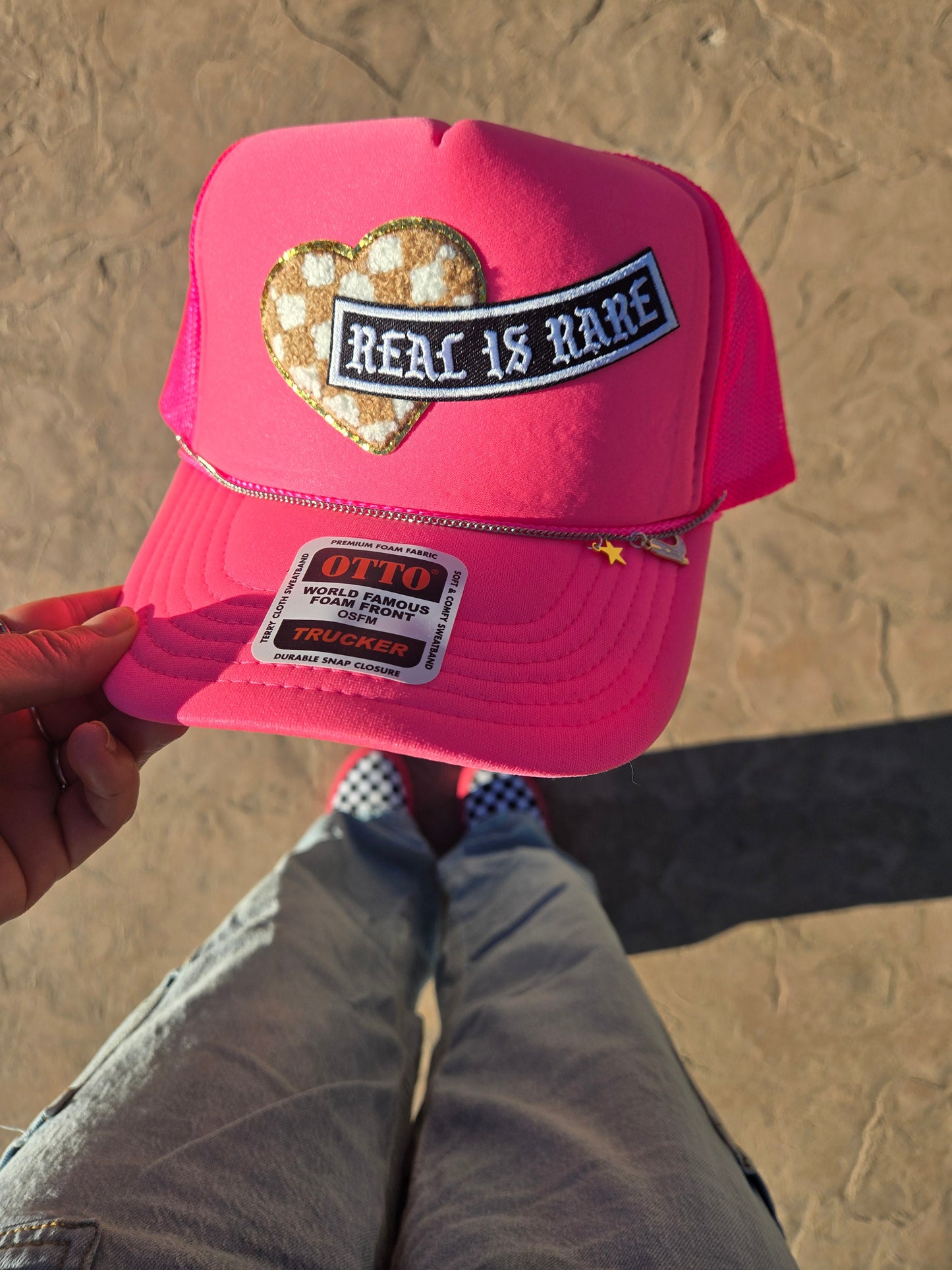 Heart of Gold Rare Pink Neon Trucker Hat