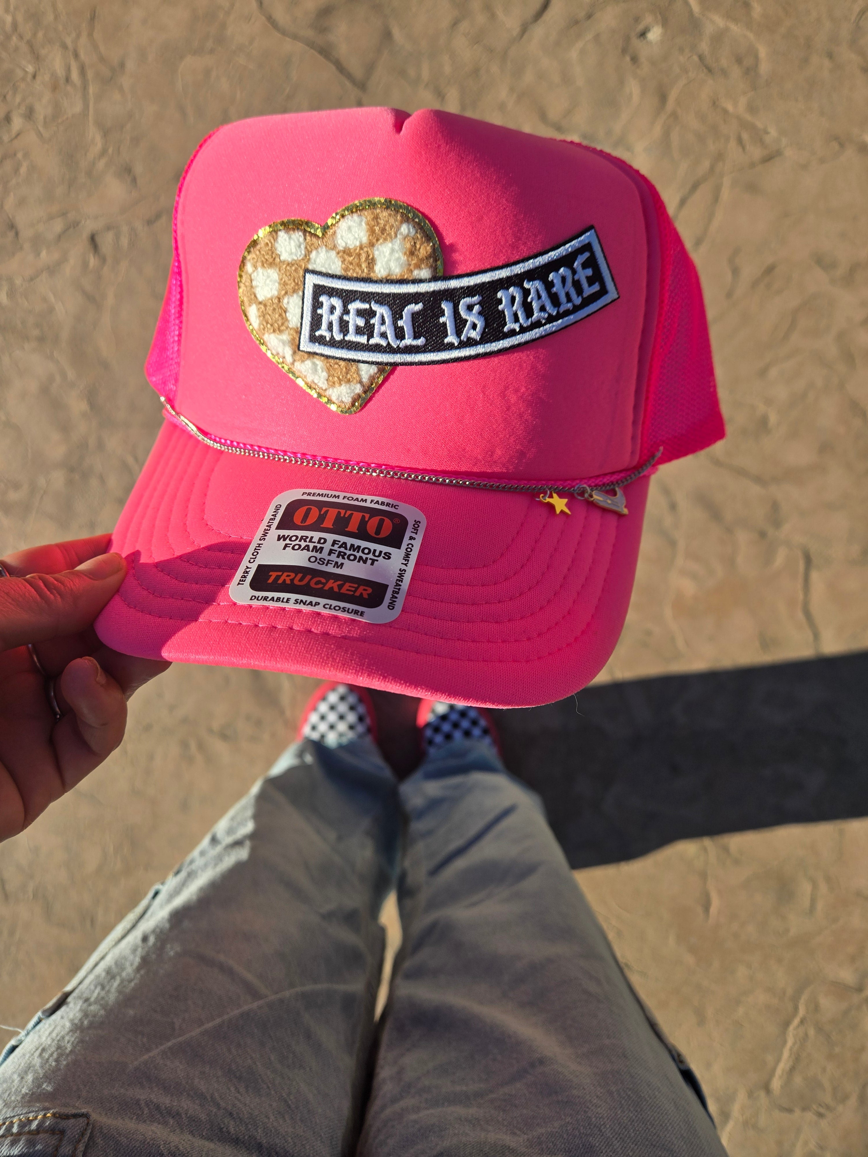 Heart of Gold Rare Pink Neon Trucker Hat