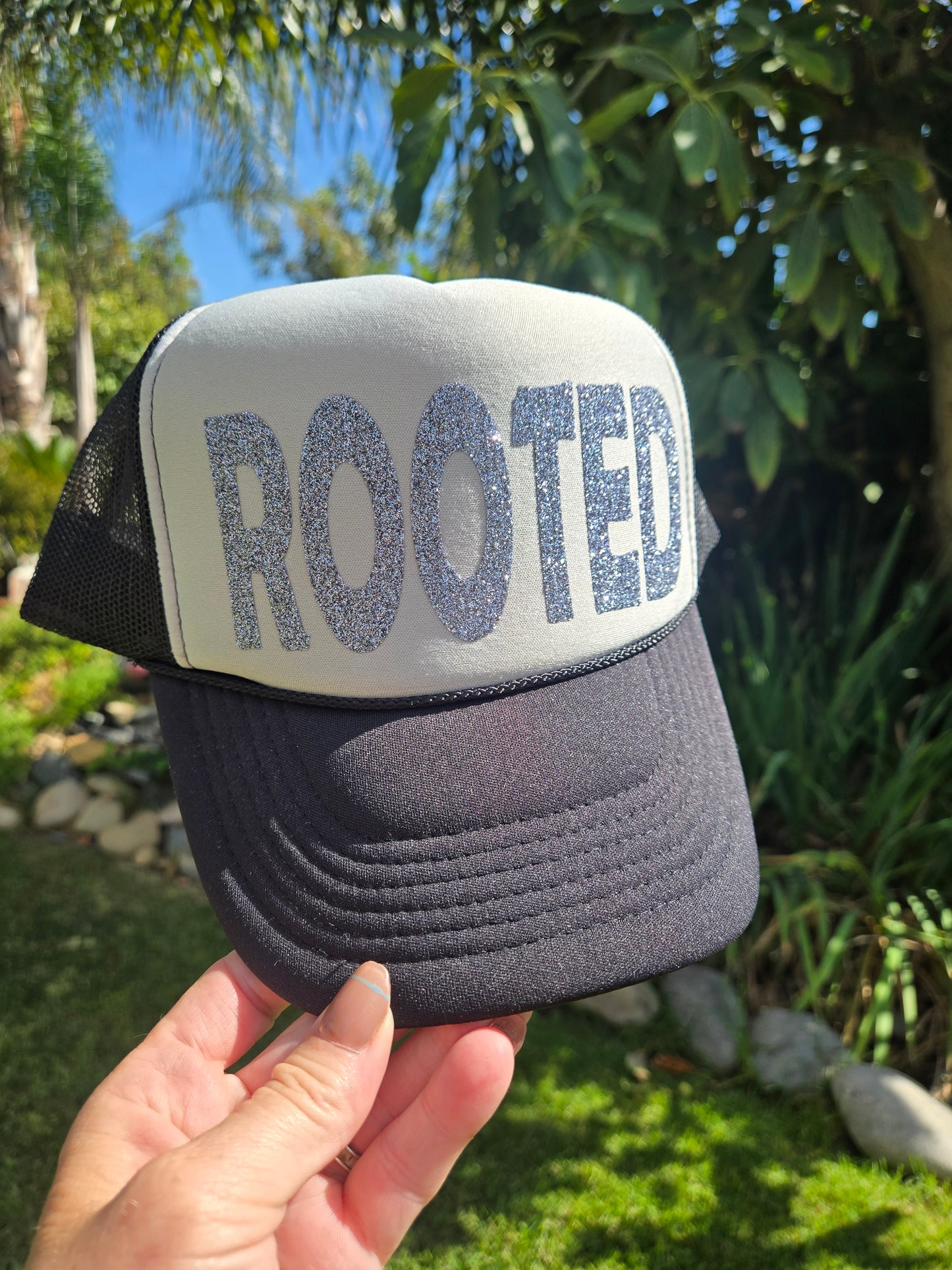 Rooted Grey/black Trucker Hat,