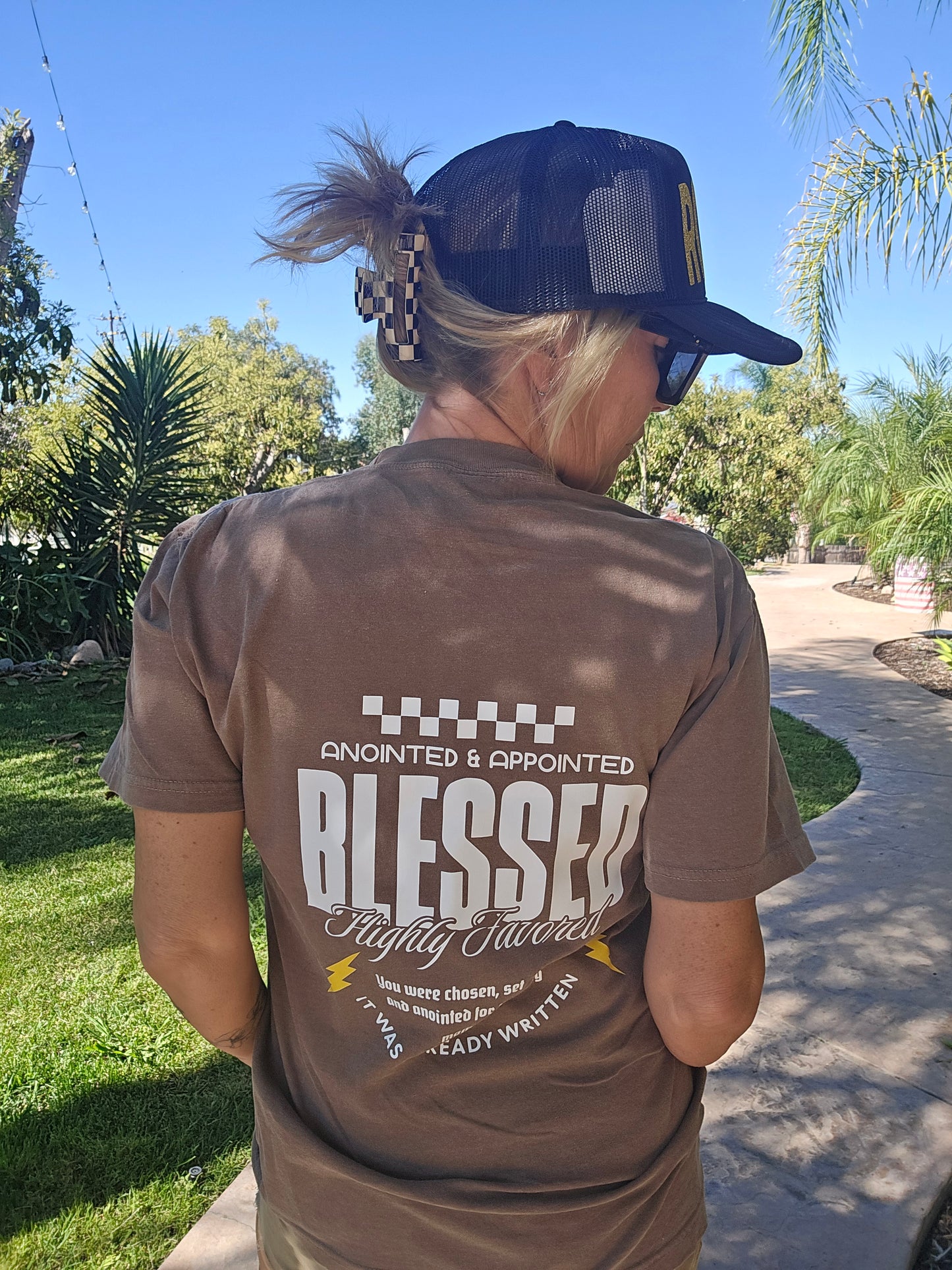 Blessed Highly Favored Pocket Tee